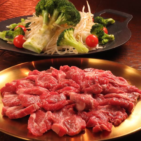 【18セット】ジンギスカンメニュー2品・野菜全種類盛りが・ライスor絶品キムチが付いたセットプラン。