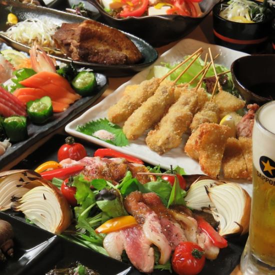 适合各种聚会4,500日元，包含6道菜和2小时无限畅饮♪