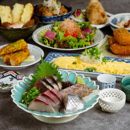 至福「豪華刺身と逸品会席コース・忘新年会・歓送迎会」全８品3時間飲み放題8500円→7500円