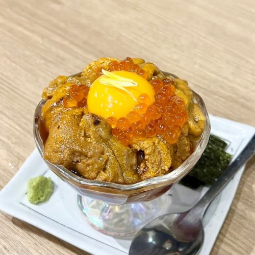 Seafood Yukhoe topped with sea urchin