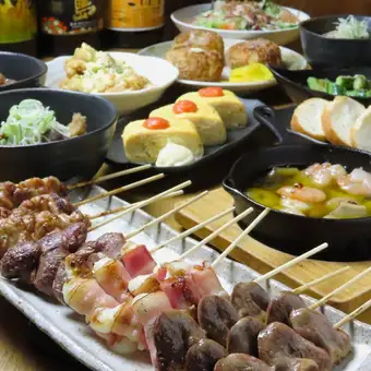 【歓送迎会に◎】唐揚げ・炭火焼鳥4種・だし巻きなど2H飲放題付き11品≪1番人気コース≫5000円