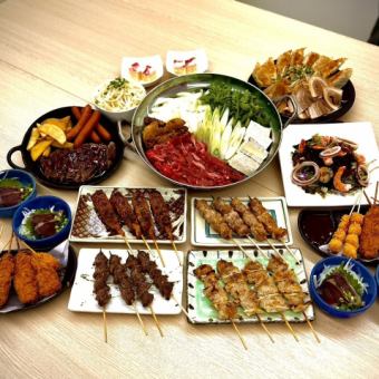 【牛すき焼きと牛ステーキ炭火焼烏が入った ご褒美宴会】飲み放題付き!5500円(税込)