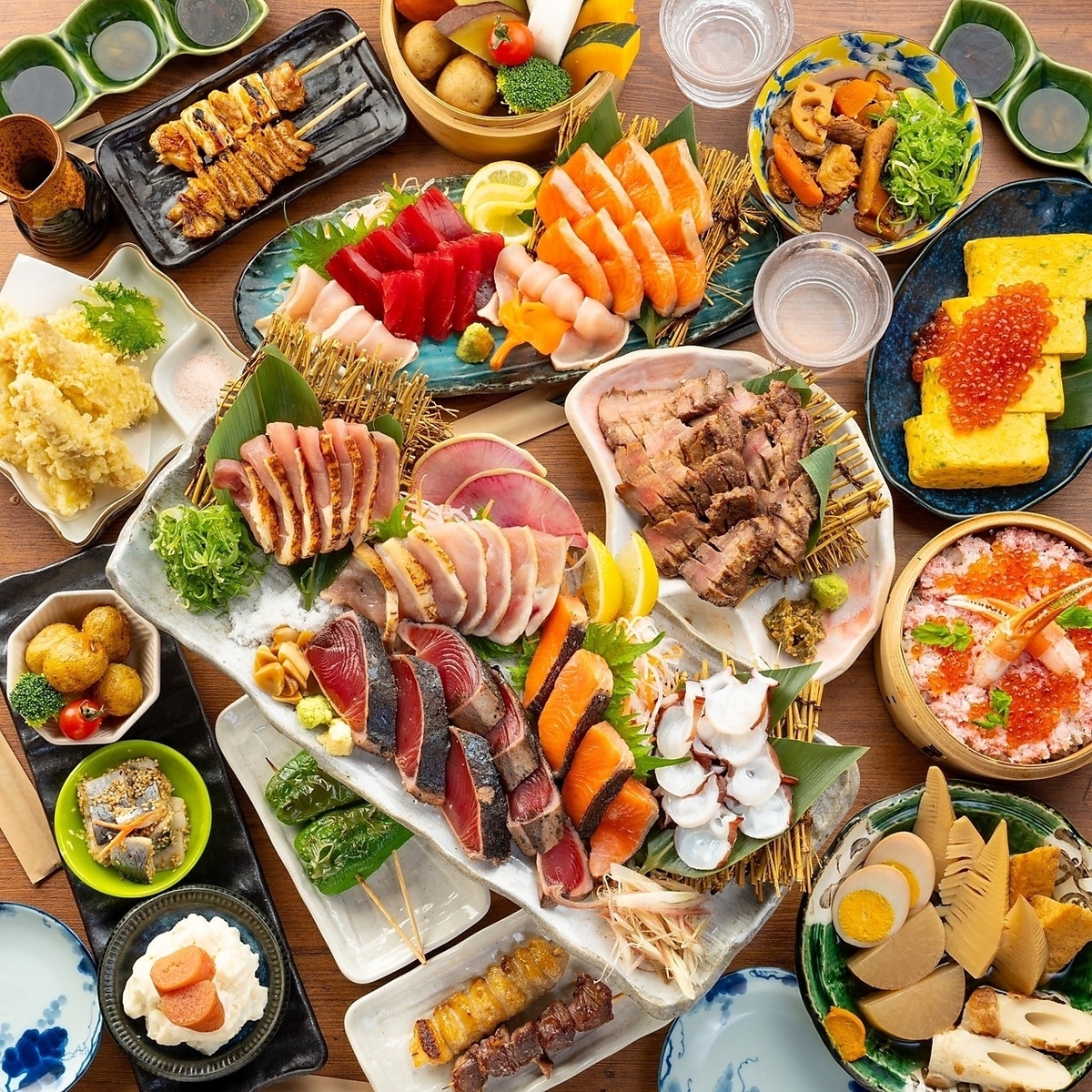 仙台駅徒歩5分。東北食材、炭火焼を使った多彩なコースをご用意