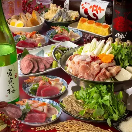 ☆個室確約☆みちのく堪能☆東北地酒15種飲放&鶏屋の刺盛&日高見牛炭火焼き&鶏せり鍋等8品5000円