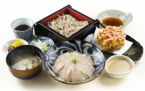 NEW Sesame sea bream rice and fried sakura shrimp soba