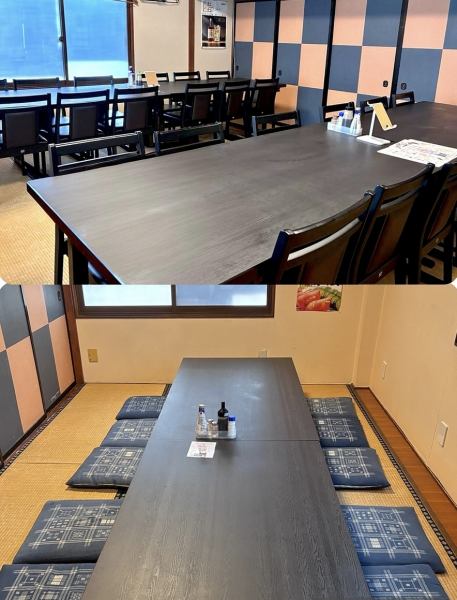 2Fの個室は2部屋。「テーブル席」と「お座敷」をご用意！12名様以上のお席は、テーブル席となります。小さなお子様用の椅子はございません。ふすまを外せば最大36名様までOKなので、各種宴会・会合等などなど。大宴会は早めのご予約をオススメしております！2階は３時間を目安にご利用をお願いしております。