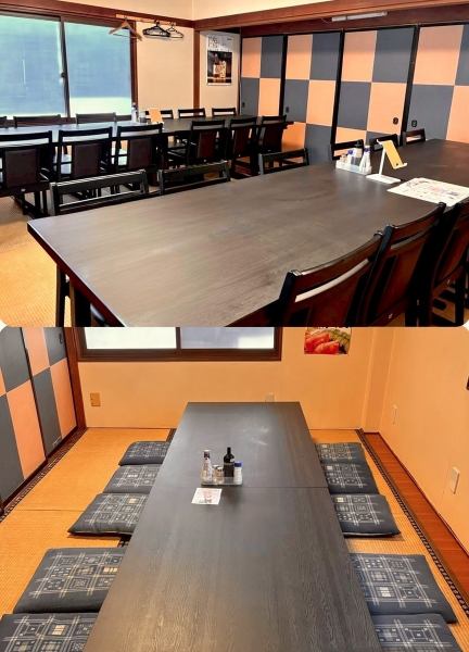 2Fの個室は2部屋。「テーブル席」と「お座敷」をご用意！12名様以上のお席は、テーブル席となります。小さなお子様用の椅子はございません。ふすまを外せば最大36名様までOKなので、各種宴会・会合等などなど。大宴会は早めのご予約をオススメしております！2階は３時間を目安にご利用をお願いしております。