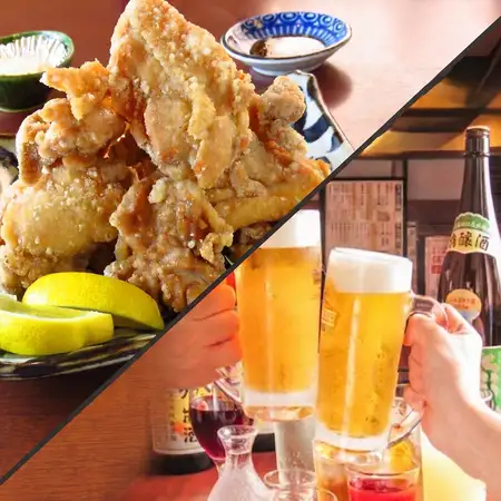 ★生ビール付2H飲み放題＋お刺身や唐揚げ定番料理づくし全7品の【定番コース】　4500円