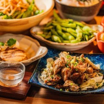 宴会に♪『桜コース』お造り、若鶏の焼き物、へぎそば！地酒含む2時間飲み放題付き全7品3000円