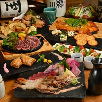 【KOO夏のグランドメニューコース】お刺身3種と牛ステーキ等全8品＋2H飲放付5500円