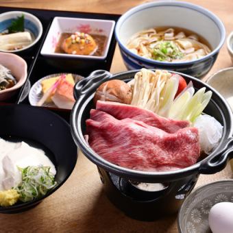 【接待や顔合せに】段戸山高原牛 小鍋牛すき焼き会席6000円】+1500円/+2000円で飲み放題付に