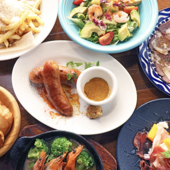 【コスパ◎】2H飲み放題付！ピザやポテト、唐揚げ等人気メニュー全8品イタリアンコース★3500円