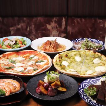 【スパークリング付き】2.5Ｈ飲み放題！季節のアヒージョとピザが楽しめる女子会コース★3500円