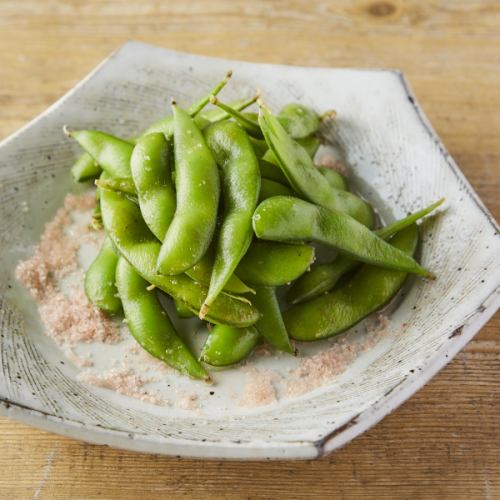 For the time being, boiled edamame with salt