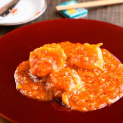 Large shrimp simmered in spicy chili sauce