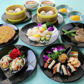 "Shunran" 8 dishes total 7000 yen ◆ Authentic course including abalone, stir-fried seafood, beef steak, etc.