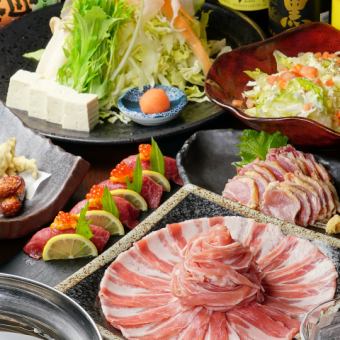 Very popular ★Luxurious course of Kagoshima's famous dishes♪ 6 dishes with all-you-can-drink for 3 hours ⇒ 4,378 yen (tax included)