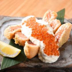 Salmon and egg rare cutlet