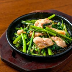 Water spinach and chicken breast teppanyaki