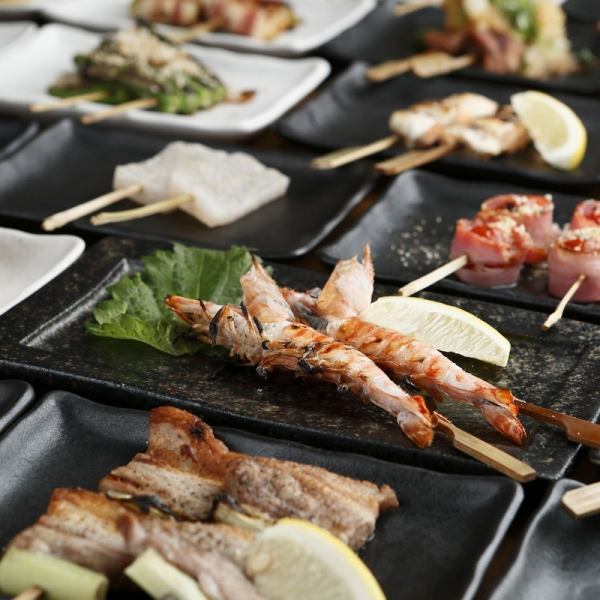 【8名以上で幹事1名様無料♪】備長炭で焼き上げる39種類の「串焼き」は絶品！デートや仲間内のお集まりに◎