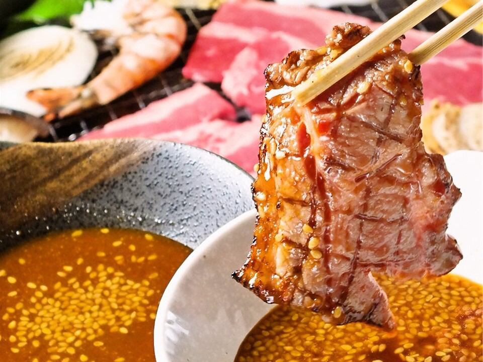 All-you-can-eat yakiniku starts at 3,000 yen, plus all-you-can-drink for an additional 1,200 yen
