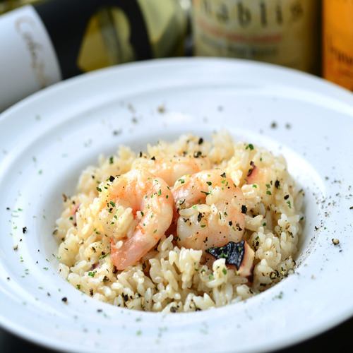 Seafood olive oil risotto