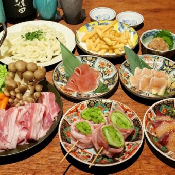 [2.5 hours all-you-can-drink included] A hearty 5,500 yen special course! 12 dishes in total, including vegetable skewers and a choice of hot pot