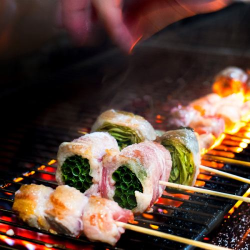 【自慢の逸品】素材の旨みを贅沢に！種類豊富な野菜巻き串
