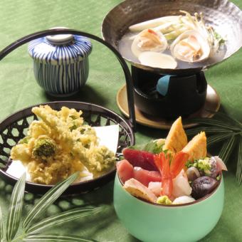 地蛤の酒蒸しとミニ海鮮ちらし御膳(3月4月5月)