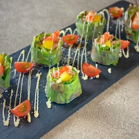 海老とあじ豚の生春巻き