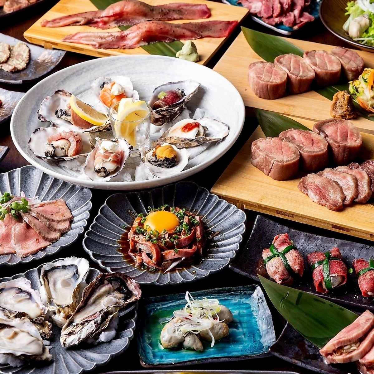 5980円【牛タン＆生牡蠣食べ放題】極み牛タンやブランド生牡蠣などが