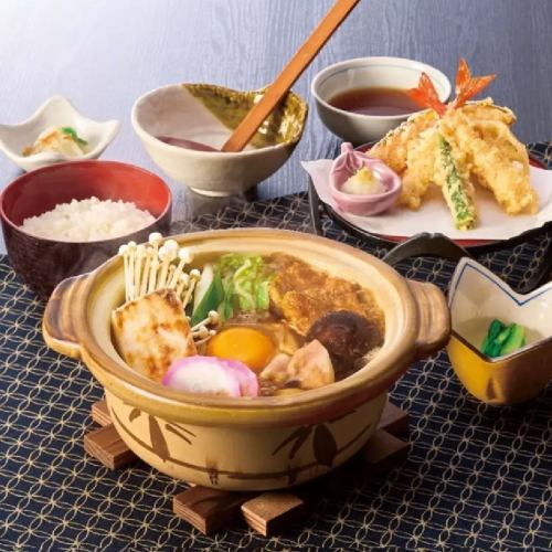 四川風みそ煮込天ぷら定食