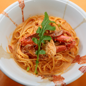 Tomato cream pasta with crab