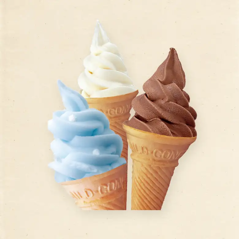 ソフトアイス（ソーダ・バニラ・チョコ）　各