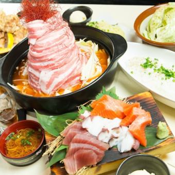 [Special hot pot using Tokachi pork] [3,980 yen (9 dishes in total)] Banquet course with all-you-can-drink (tax included)