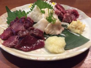 Assortment of three horse sashimi