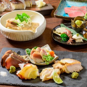 【こだわりのメニューを！】ふく万藁焼きコース（飲み放題付き）
