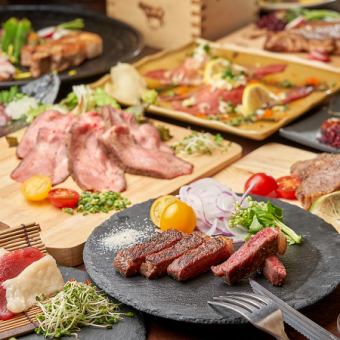 [3 hours of all-you-can-drink included] 2 types of carefully selected beef steaks ``Luxury Wagyu Beef Enjoyment Course'' 6,000 yen [9 dishes in total]