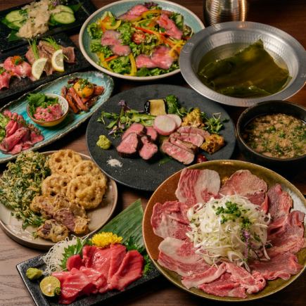 [All-you-can-drink for 3 hours] Steak x Shabu-shabu x Meat sushi! Wagyu beef and beef tongue luxury course *Friday, Saturday and before holidays 2.5 hours