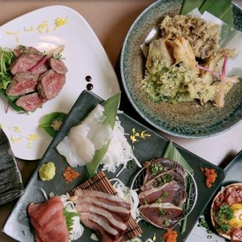 直送鮮魚3点×肉寿司2種×和牛ステーキ-贅沢和牛コース-【3時間飲み放題】※金土祝前日2.5時間制