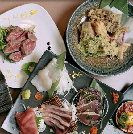 直送鮮魚3点×肉寿司2種×和牛ステーキ-贅沢和牛コース-【3時間飲み放題】※金土祝前日2.5時間制