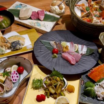鵝肝菲力牛排套餐（9道菜）...13,200日圓+青蟹海膽煲仔飯