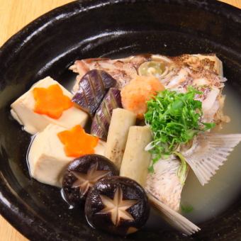 Steamed red sea bream with sake