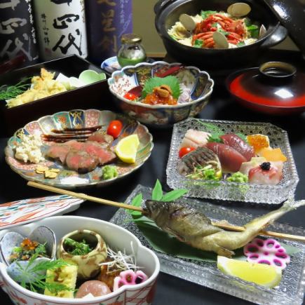 【当店No.1おすすめ】鮎・和牛サーロイン・ウニトロイクラ・伊勢海老土鍋御飯付コース 11000円
