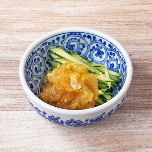 鶏のせせり焼きおろしポン酢/瀬戸内レモン味クラゲ/海鮮もずく　各