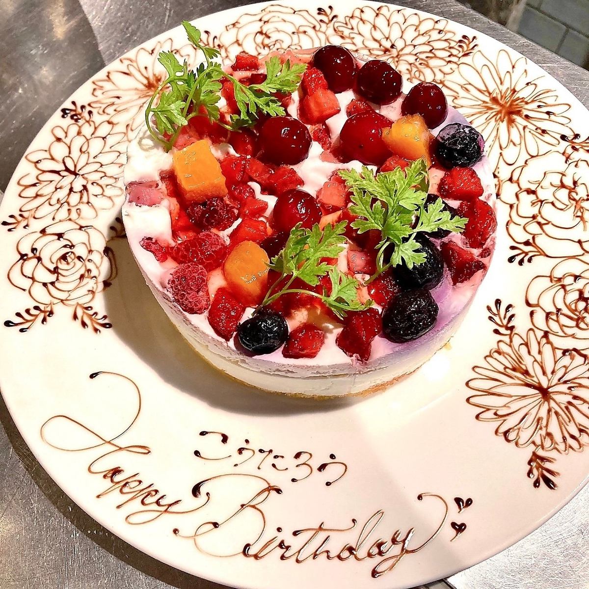 A wonderful surprise for your special day ♪ Anniversary plate・Whole cake