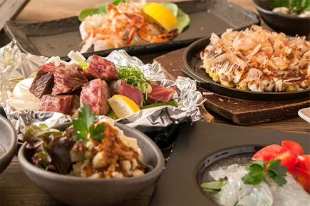 Highly satisfying Teppanyaki course for 4,000 yen (includes 2 hours of all-you-can-drink drinks!)