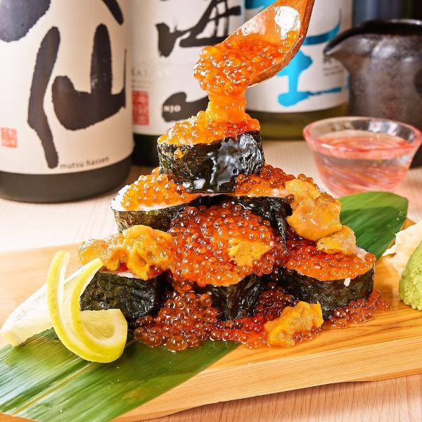 太豪華了 ★新菜單【Uopukumaki】精緻的溢出鮭魚子和海膽...♪2-3人份！也很適合曬Instagram◎