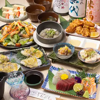 【団体宴会、女子会に◎】花束付き可能!うおぷく春のリーズナブルコース〈全10品〉4,000円(込)