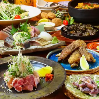 【艶吉本店定番コース】2時間飲み放題付/夏の宴会コース全10品　6600円